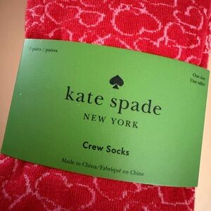 KATE SPADE NEW YORK Valentine’s Red Heart Crew Socks Set of 3 Brand New